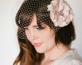 Custom Listing for Jessica -Taupe Flower Birdcage Veil