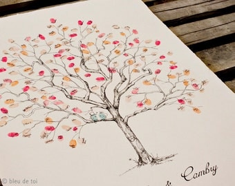 Large Jacaranda Design, The original hand-drawn guest book fingerprint tree (ink pads sold separately)