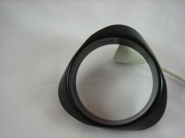 Reserved for Laura Vintage Big Black Triangular Abstract Lucite Bangle Bracelet  .....1953