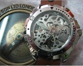 Skeleton Vintage Retro Steampunk Leather Wrap Watch Mechanical Bracelet Wind Watch with a lovely Silver Gold skeleton pattern FREE SHIP