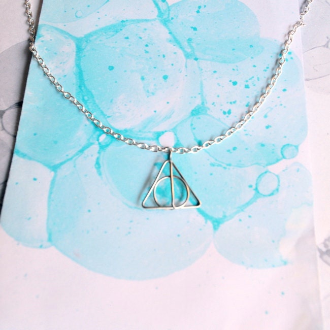 Deathly Hallows Necklace - Harry Potter Symbol - Small Silver Pendant & chain