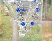 Light Cobalt Blue Czech Glass Mobius Flowers Love Knots Bracelet Chainmaille Jewelry