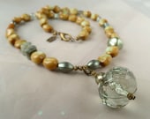 Soft Green & Tan Gemstone Necklace