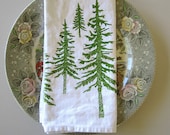 Screen Printed Organic Cotton Cloth Napkins - Eco Friendly Alpine Dinner Napkins - Woodland Forest Napkins - Set of 4