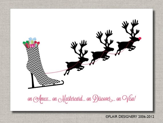 Fancy Boot Holiday Greeting Card - As Seen in PEOPLE STYLE WATCH - Set of 12 - by Flair Designery Il_570xn