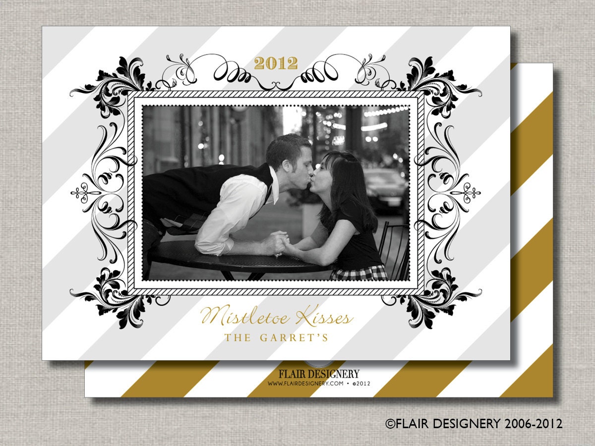 Beautiful Holidays Deco Photo Holiday Card - Set of 50 - FREE RETURN ADDRESSING - by Flair Designery Il_570xn