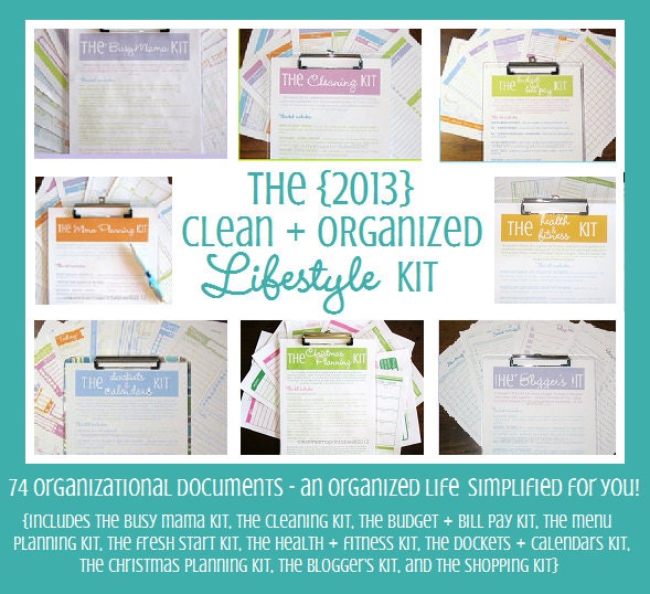The 2013 Clean and Organized Lifestyle Kit - 74 documents - INSTANT DOWNLOAD