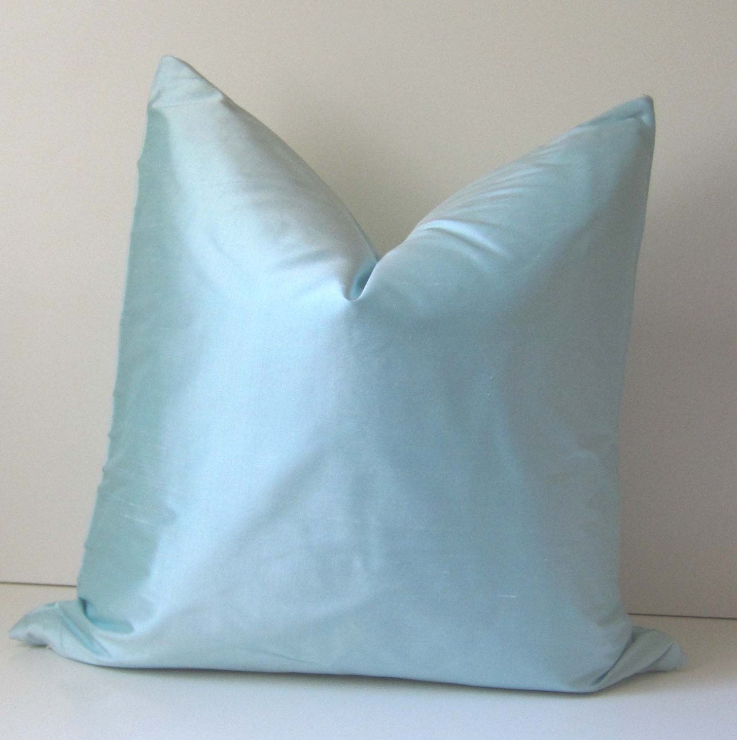 Ice Blue - Aqua Silk  - 20 inch -  Decorative Pillow Cover - aqua - ready to ship