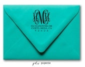 Vine monogram address wooden hand stamp - 10 to 14 day turnaround timeframe