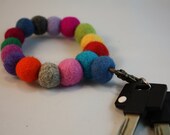 felt balls key chain natural wool multicolor felt balls