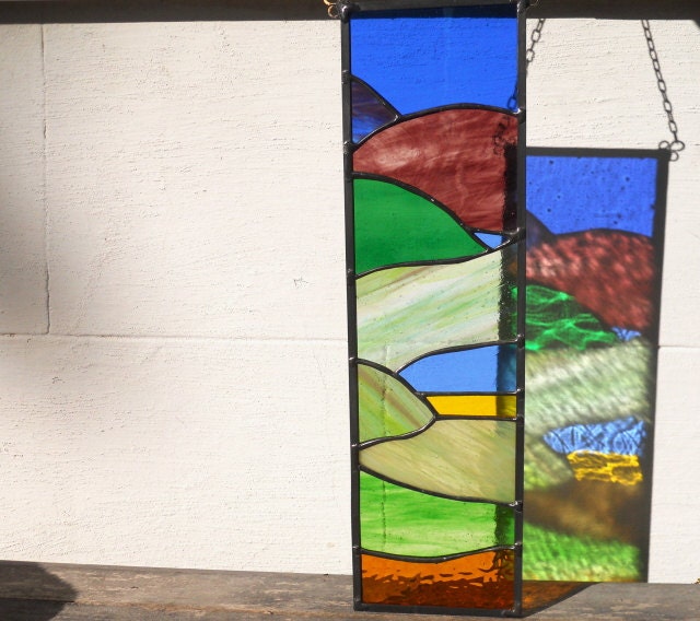 Mountain Lakes Stained Glass Panel
