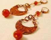 Copper Paisley Chandelier Earrings