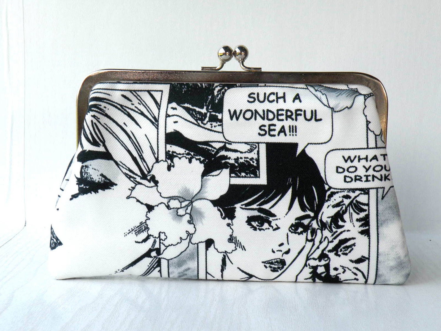 Black and white,Pop art,comic clutch,hand bag