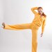 Vintage 1970s Pant Suit - 70s Bell Bottoms - Marigold Yellow Seersucker - Deadstock Two Piece Set