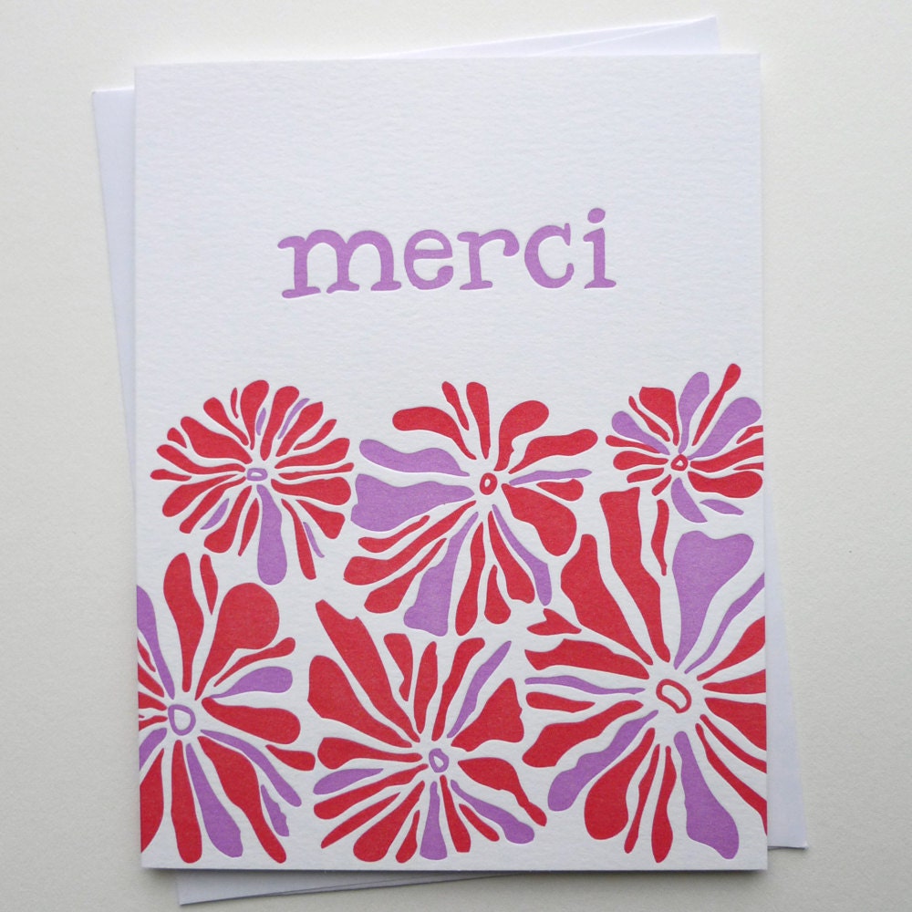 Letterpress Thank You Card - Merci
