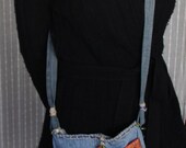 Hand Painted Denim Cross Strap Hippie Purse