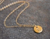 Tiny Gold Monogram Initial Necklace,  Gold Initial Necklace, Small Stamped Necklace, Gold Letter Necklace, Kara