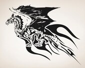 Vinyl Wall Decal Sticker Flying Dragon OSAA532s