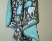 Baby Boy Blanket in Zoology in Blues- Ships in 1-3 Business Days