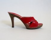 1950s 1960s Shoes Red Platforms Size 8
