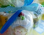 Onesie and Washcloth Sundae Treats for Baby with Spoon..Boy, Girl, or Neutral...Baby Shower...Bundle of 3....Reduced Price.....On Sale  :)