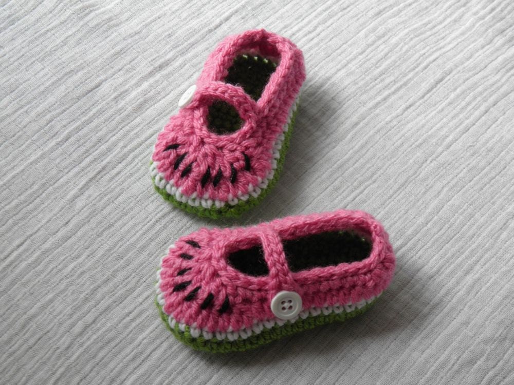 0-12M Watermelon Mary Janes -- Custom Made to Order