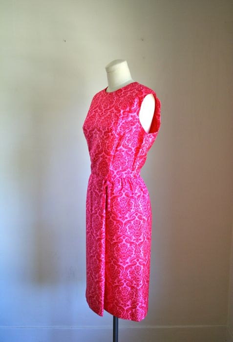 vintage 60s sheath dress - DANMASK pattern fuchsia dress / S