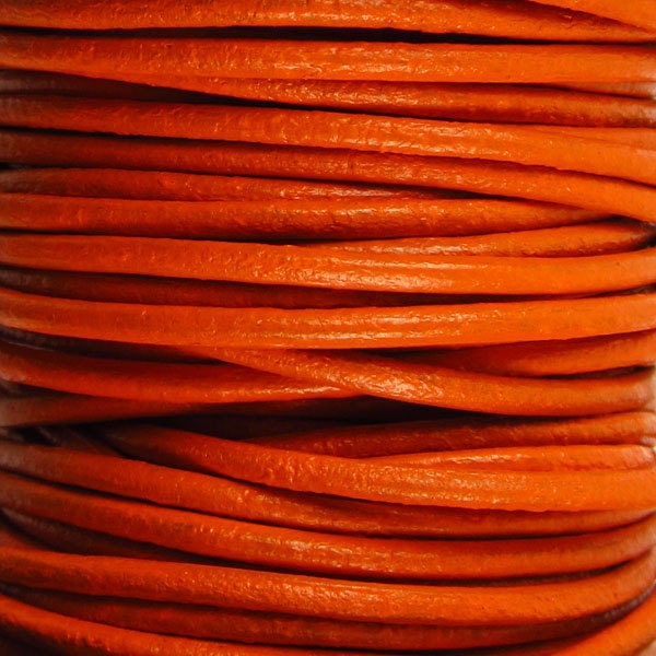 2 Yards - 2mm Orange Leather Cord