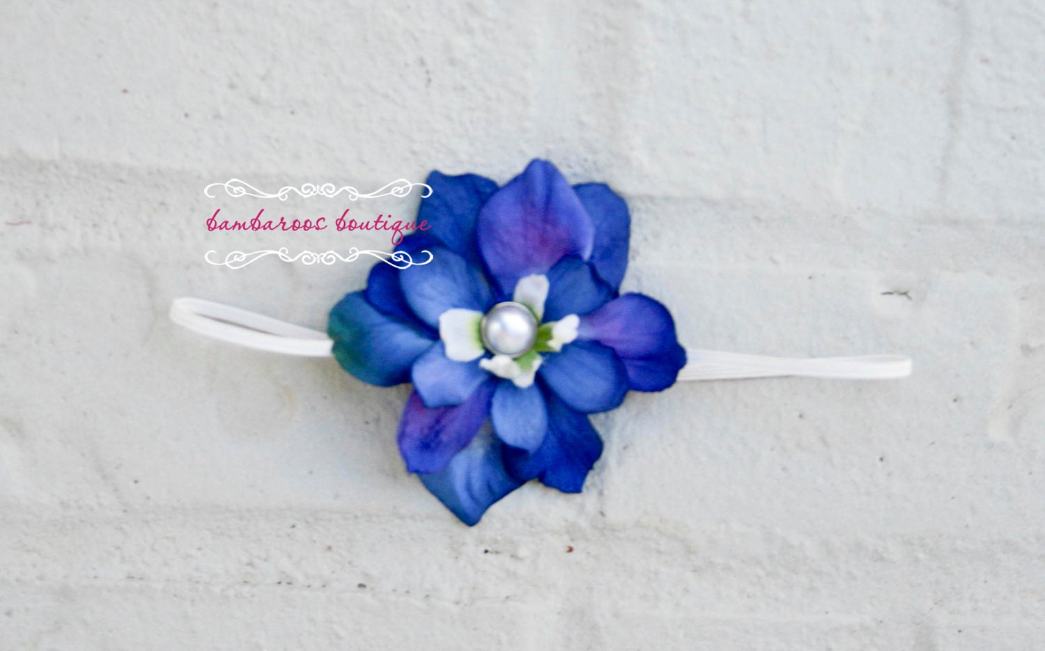 baby headband, newborn headband, small flower headband, infant headband, blue flower