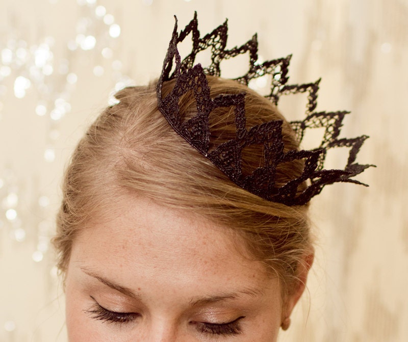Dark Queen Fairytale Black Lace Crown - neesiedesigns