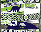 Dinosaur Party Pack JPEG (Invitation, Cupcake Topper and Wrapper, Bottle and Food Label, Thank You, Treat Bags, Banner) Il_170x135