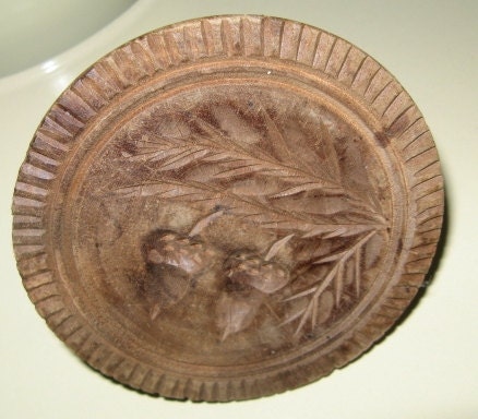 Antique Acorn Butter Stamp Hand Carved Acorns Beautiful Patina