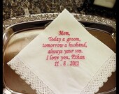 Mother of the Groom Wedding Handkerchief free shipping poem card and gift box Custom made