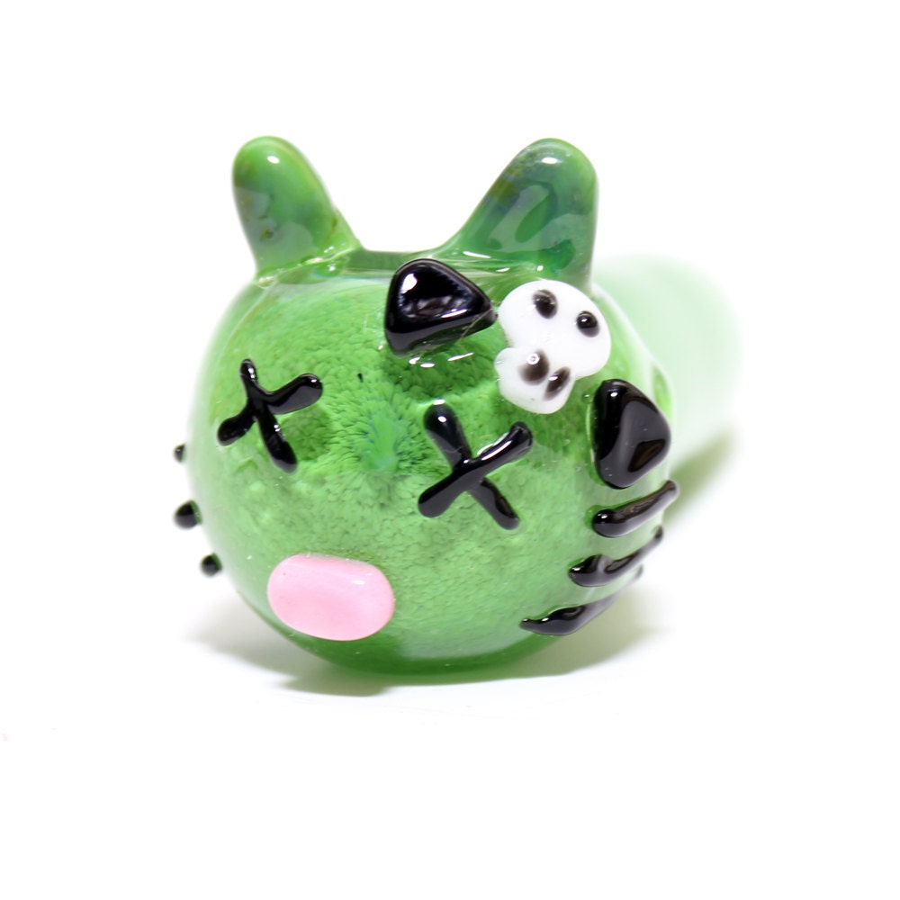 Glass Pipe- Zombie Kitty - Hedcraft Glassworks-