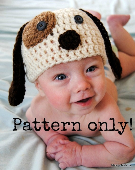 PDF Pattern for Baby and Child Puppy Dog Crochet Hat with Permission to Sell What You Make