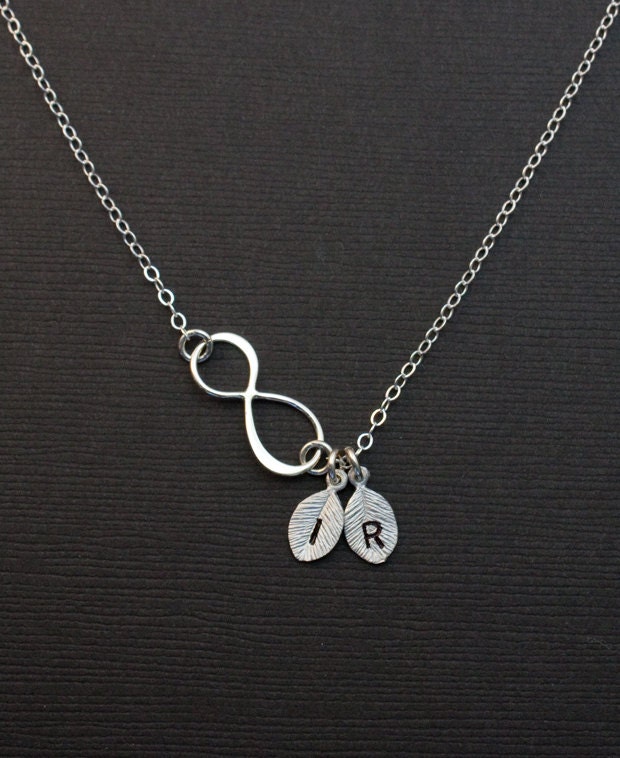 Personalized Silver Infinity Necklace. Monogrammed Initial Jewelry. Bridal Party. friendship.,Couple Infinity Love
