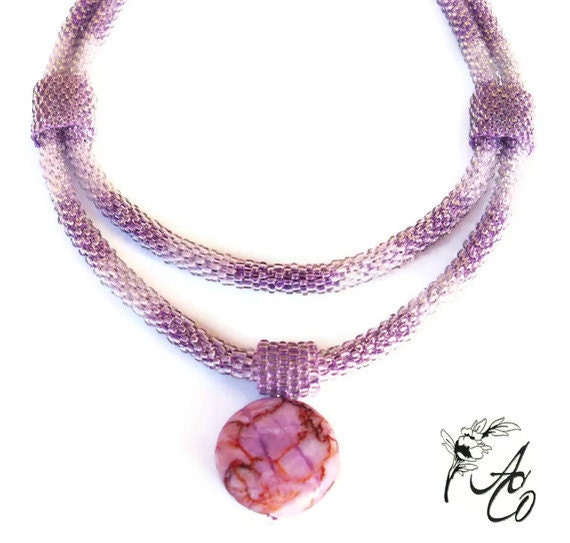 Purple strands and jasper necklace