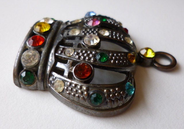 SALE Large Crown Pendant Rhinestone Costume Jewelry