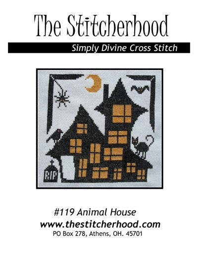 PDF E pattern emailed HALLOWEEN Haunted House Cross Stitch Pattern Sampler 119