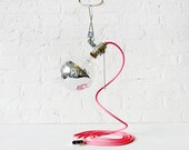 DIY Clip Clamp Light Lamp w/ Giant Silver Bowl with ANY Color Cord