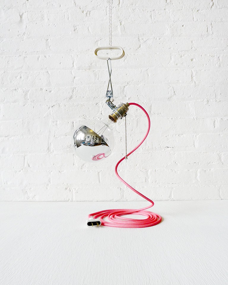 DIY Clip Clamp Light Lamp w/ Giant Silver Bowl with ANY Color Cord