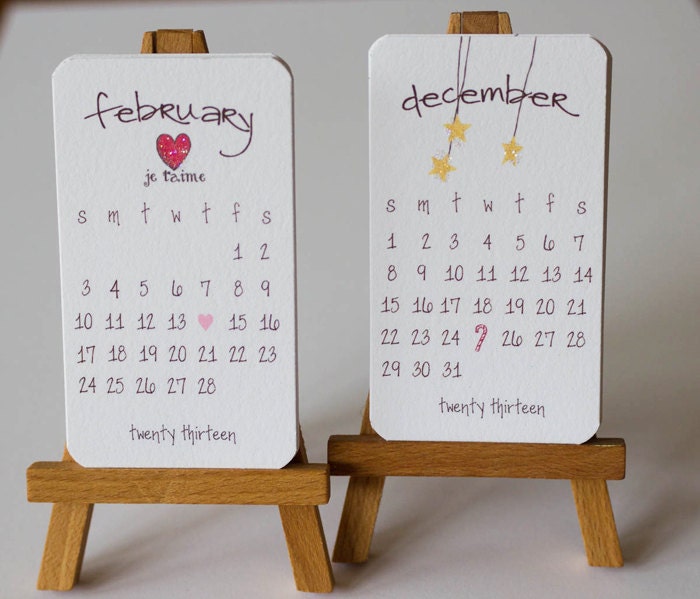 Calendar 2013 Mini Doodle Desk Calendar With Wooden Easel