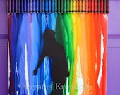 SALE Rainbow Crayon Melt "Rain on Me Colors" Black Paper Cut Silhoutte  SALE