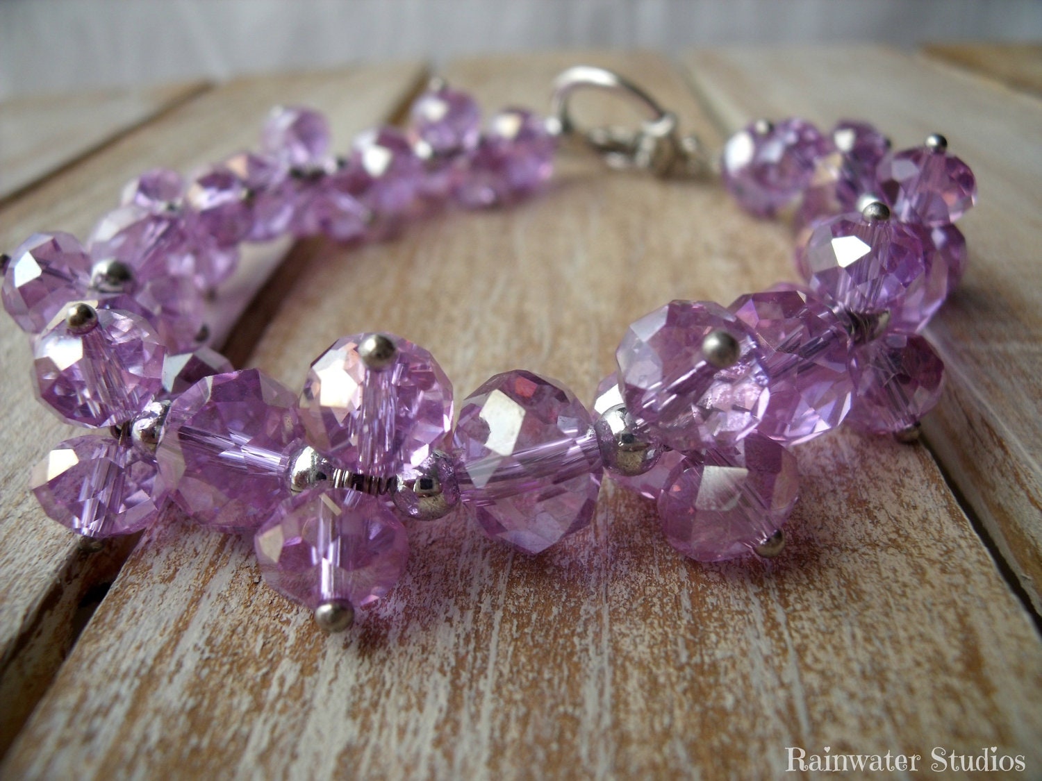 Purple Swarovski Crystal Bracelet- Wedding Accessory, Bridal Party Jewelry, Made To Order