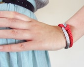 Knotted Bracelet in Coral - Whimsical Fiber Jewelry