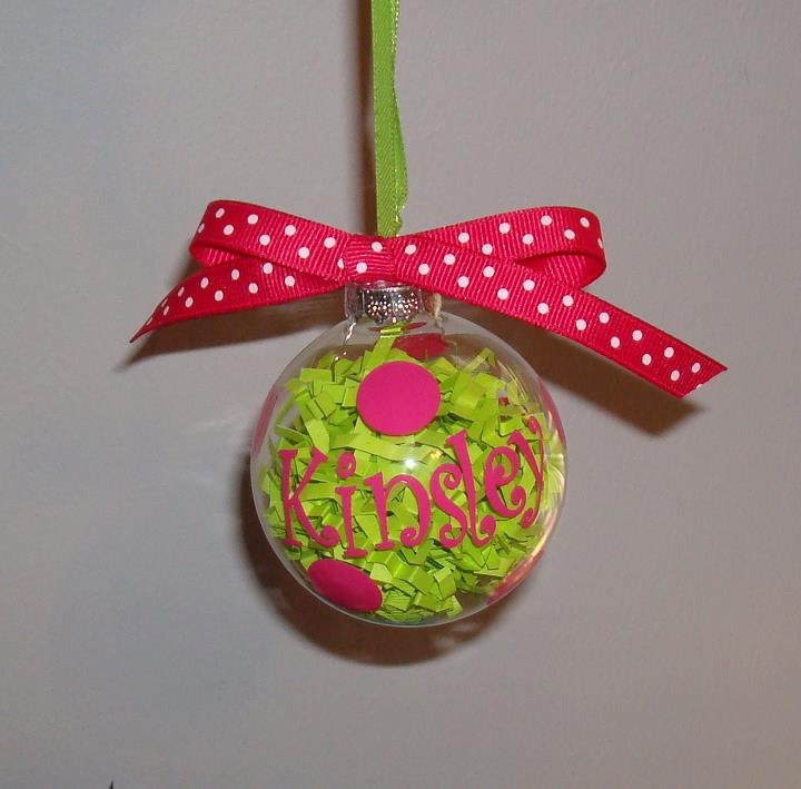 Personalized glass Christmas ornament  Monogram Initial polka dot