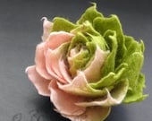 New Sweet Pink Apple Green Ombre Felt Flower Brooch