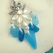 GENUINE Sea Glass Jewelry Aquamarine Necklace Sterling Silver And Mother Of Pearl