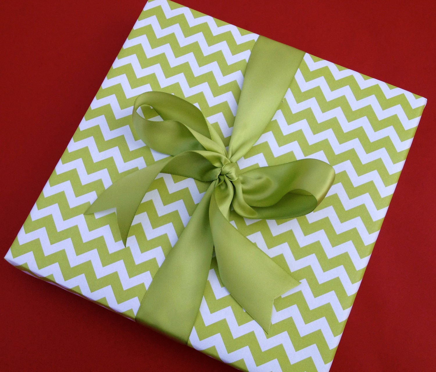 Green Chevron Premium Wrapping Paper