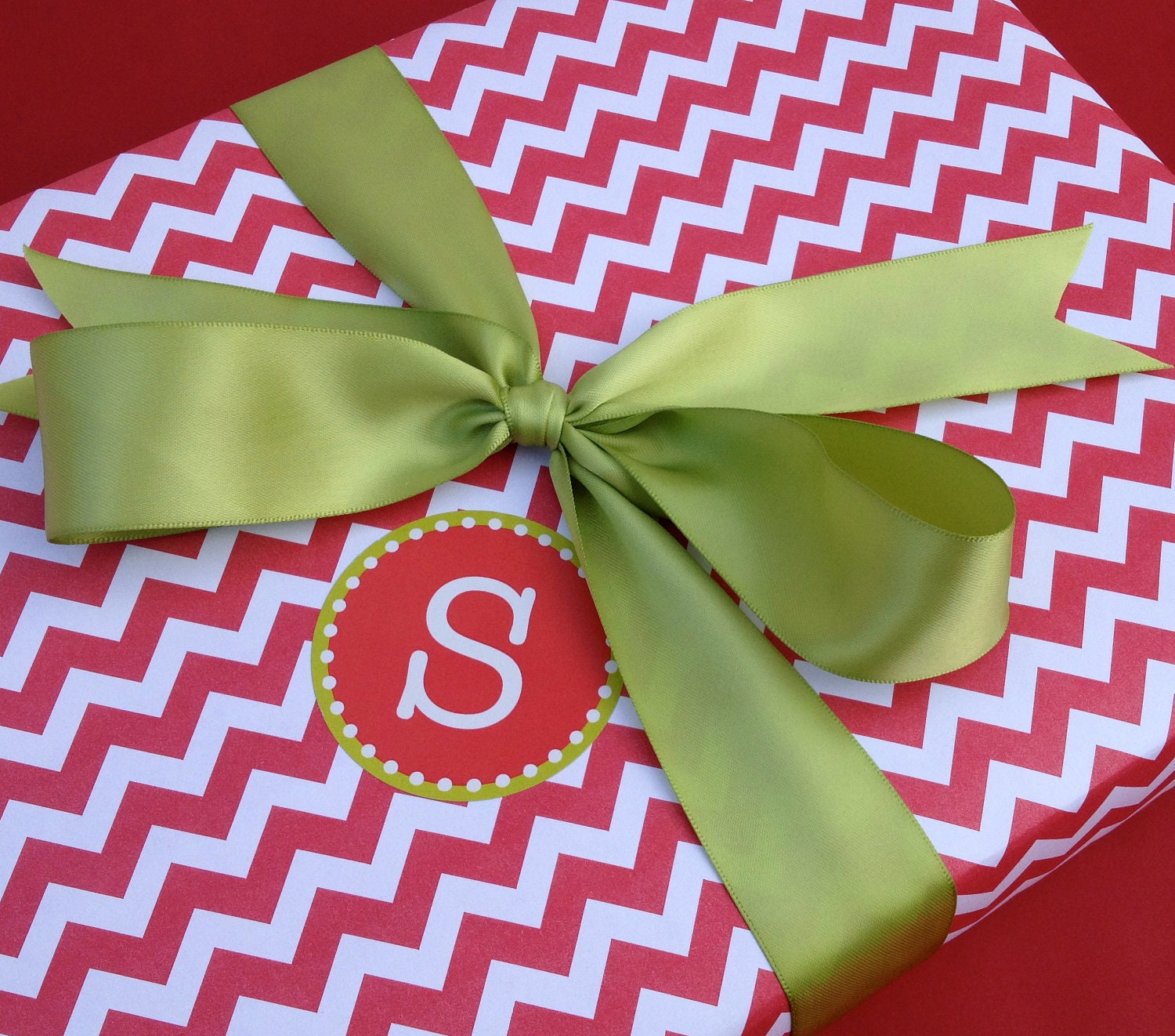 Red Chevron Premium Wrapping Paper